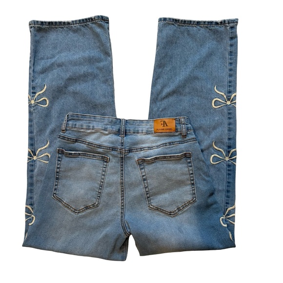 Flying Angel Y2K Baggy Bow Embroidered Jeans, Sz 5/27 - Picture 7 of 16